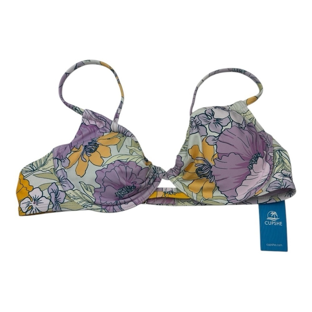 Cupshe Floral Bikini Top Pink Yellow Size Medium